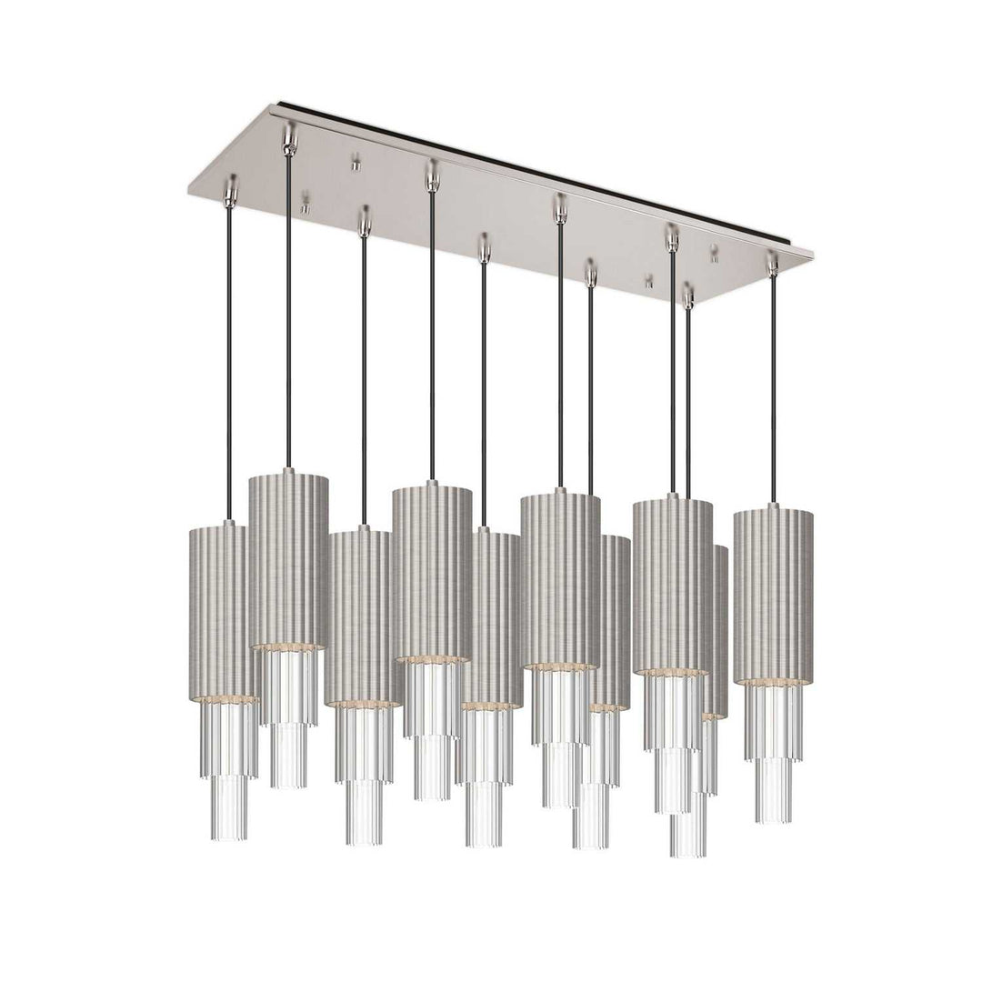 Alora Canada - MP502204BNCR-10 - LED Pendant - Bordeaux - Brushed Nickel/Clear Ribbed Glass