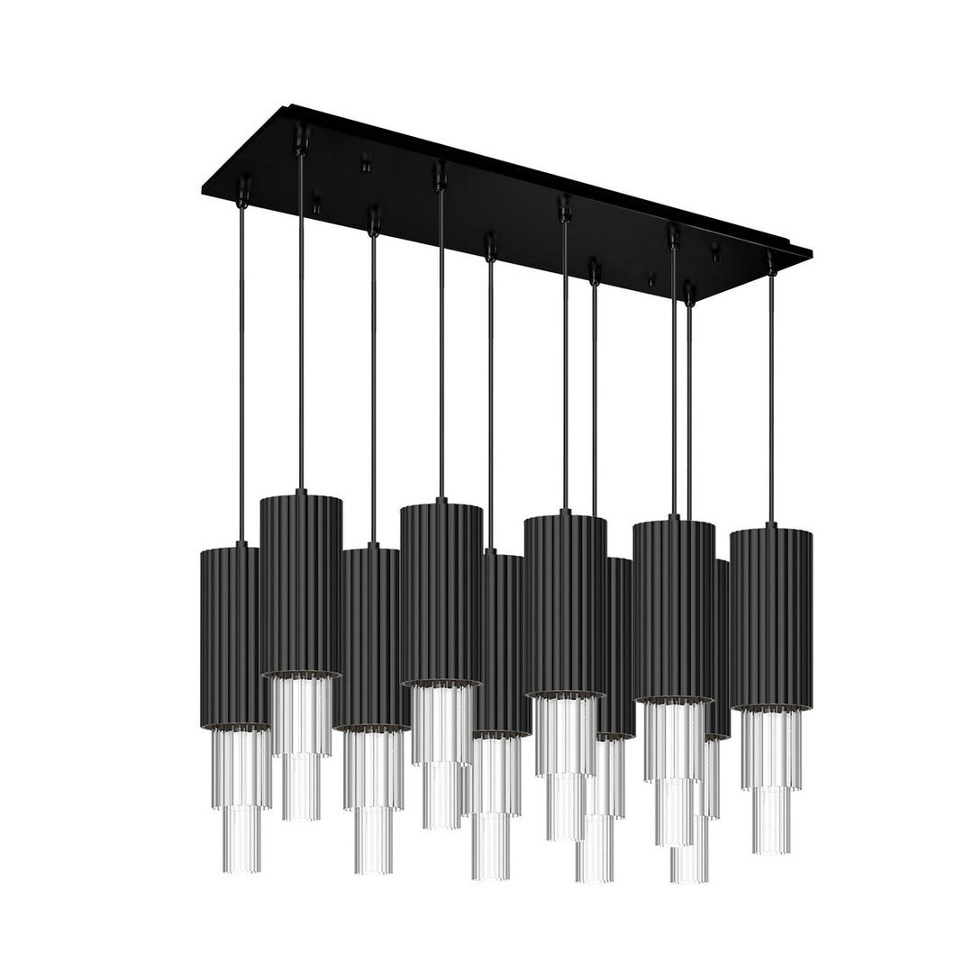 Alora Canada - MP502204MBCR-10 - LED Pendant - Bordeaux - Matte Black/Clear Ribbed Glass