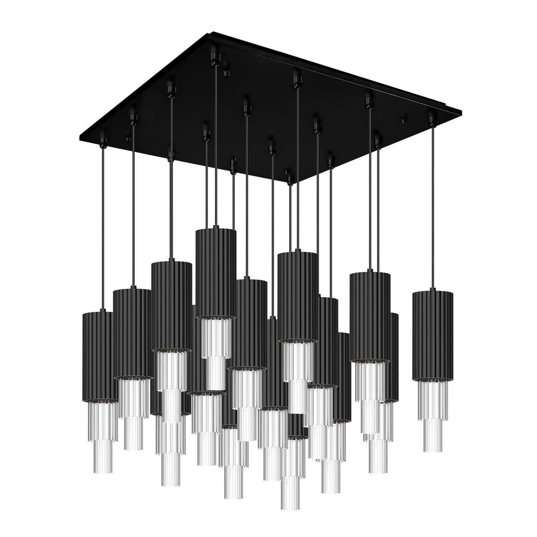 Alora Canada - MP502204MBCR-16 - LED Pendant - Bordeaux - Matte Black/Clear Ribbed Glass