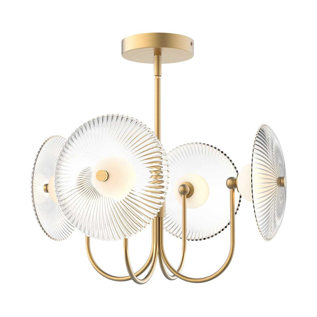 Alora Canada - PD417904BGCR-UNV - LED Pendant - Hera - Brushed Gold/Clear Ribbed Glass