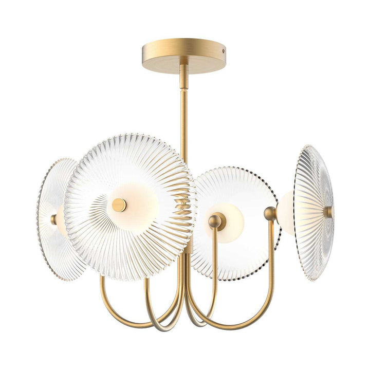 Alora Canada - PD417904BGCR-UNV - LED Pendant - Hera - Brushed Gold/Clear Ribbed Glass