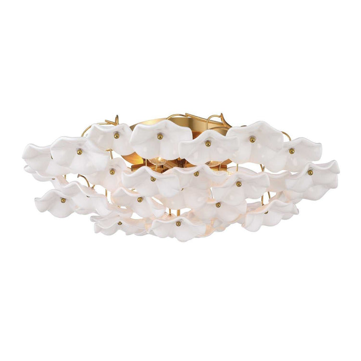 Crystorama - ESM-4000-AG-WH - Six Light Semi Flush Mount - Esme - Aged Brass