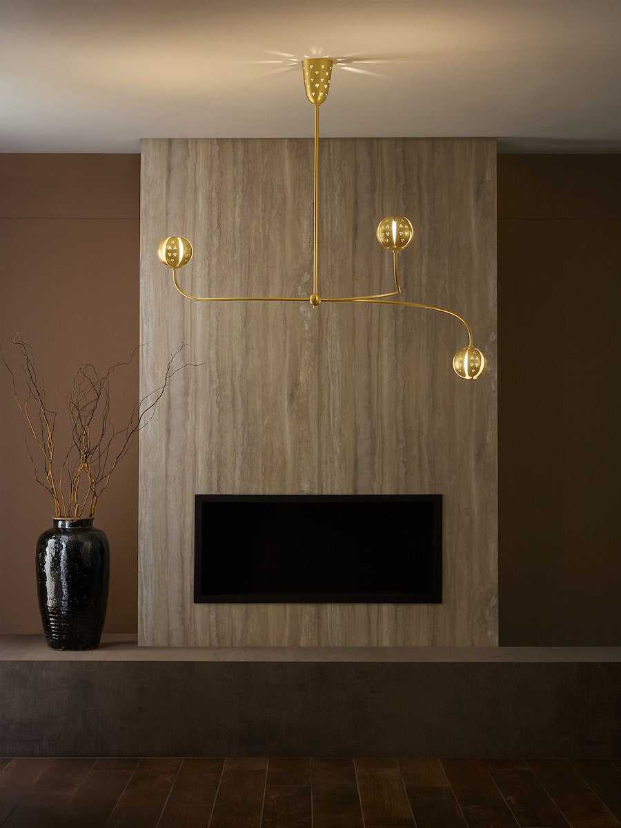 Anthos LED Chandelier in Unlacquered Brass Fredrick Ramond Canada