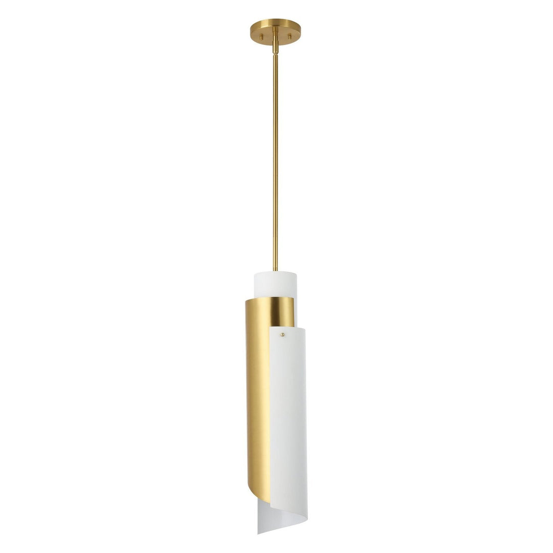 Enzio One Light Pendant in Brushed Gold, Matte White Thesis Canada