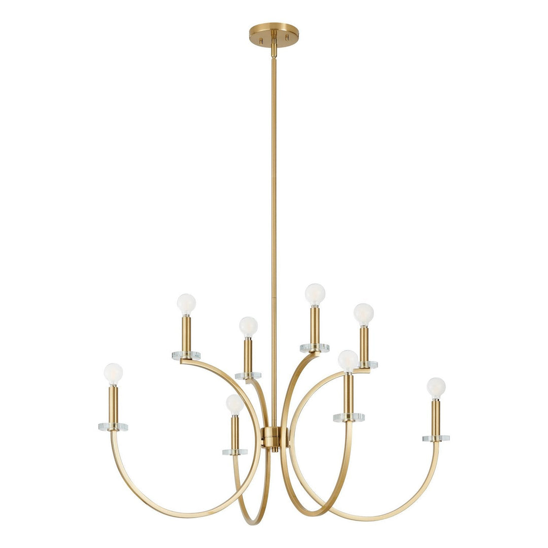 Florian Eight Light Chandelier in Brushed Gold, Clear Thesis Canada