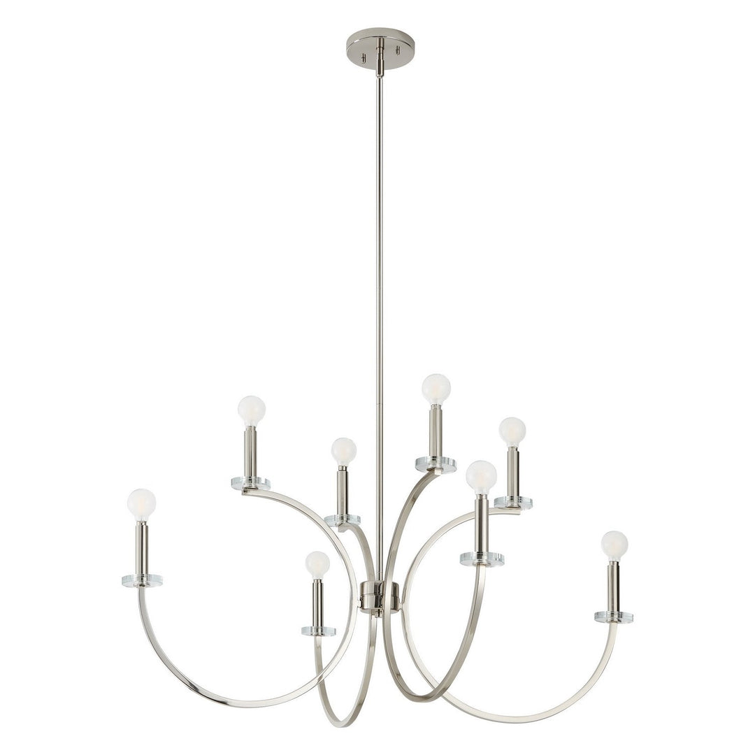 Florian Eight Light Chandelier in Polished Nickel, Clear Thesis Canada