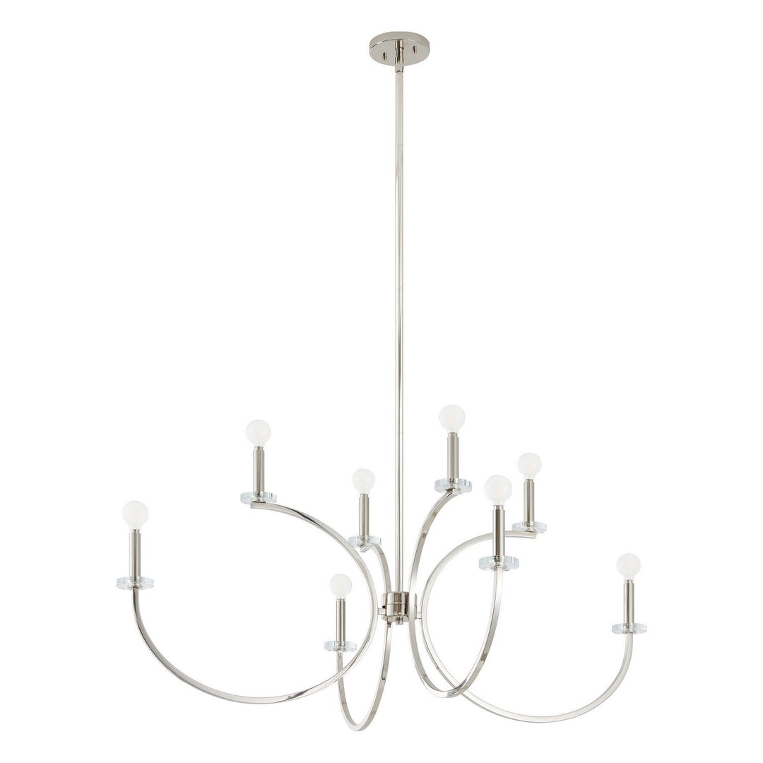 Florian Eight Light Chandelier in Polished Nickel, Clear Thesis Canada