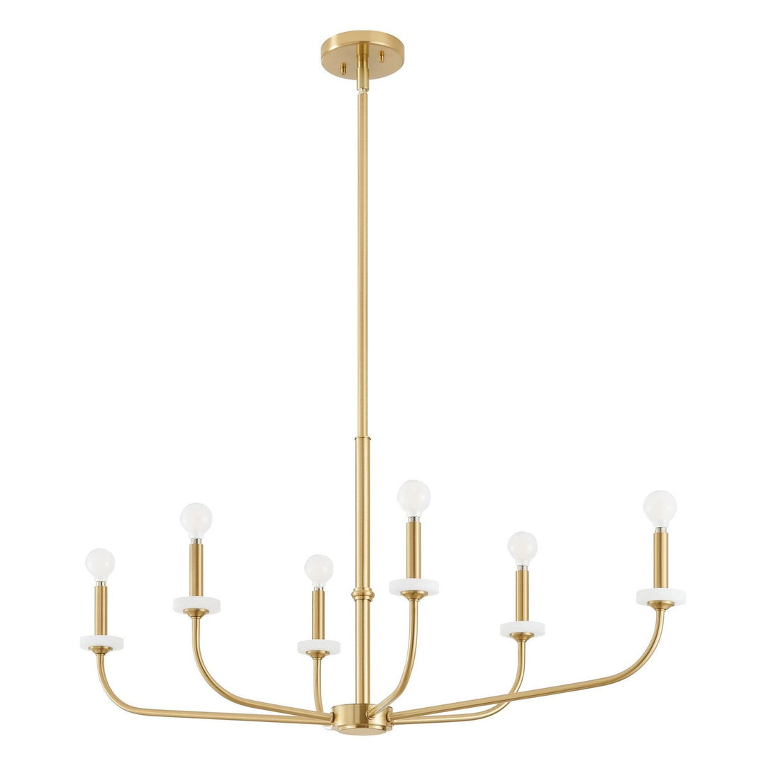 Leah Six Light Chandelier in Brushed Gold, White Thesis Canada