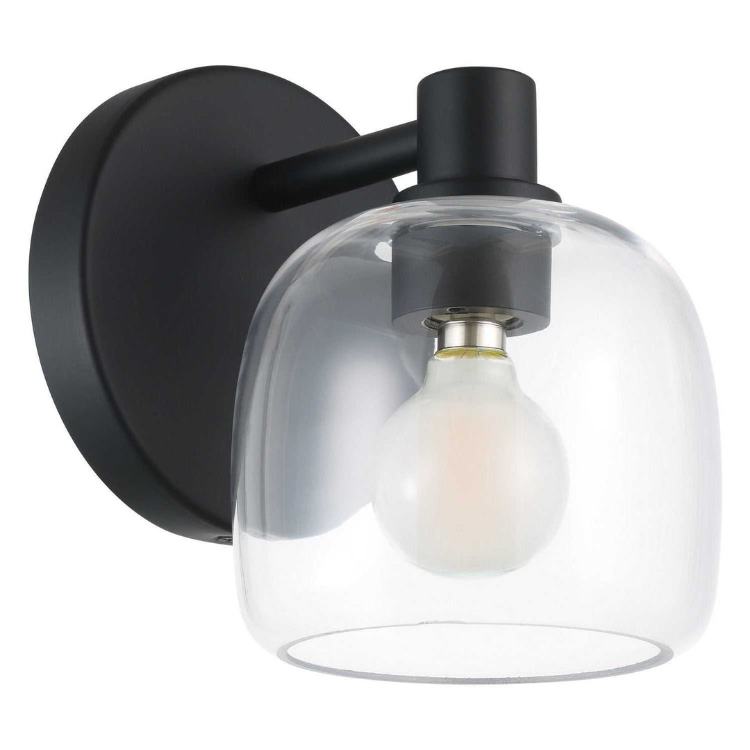 Valentina One Light Wall Sconce in Matte Black, Clear Thesis Canada