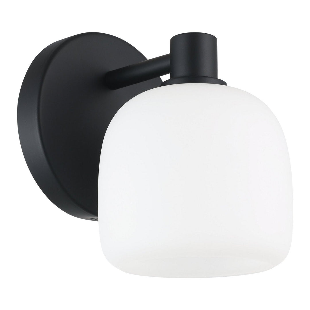 Valentina One Light Wall Sconce in Matte Black, Etched Opal Thesis Canada