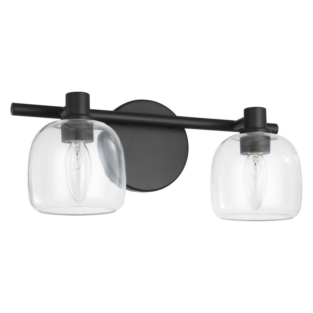 Valentina Two Light Vanity in Matte Black, Clear Thesis Canada