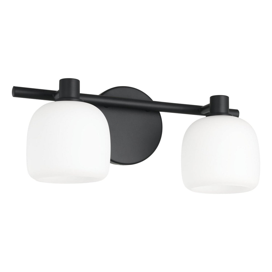 Valentina Two Light Vanity in Matte Black, Etched Opal Thesis Canada