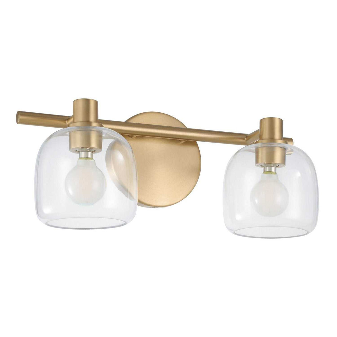 Valentina Two Light Vanity in Champagne Gold, Clear Thesis Canada