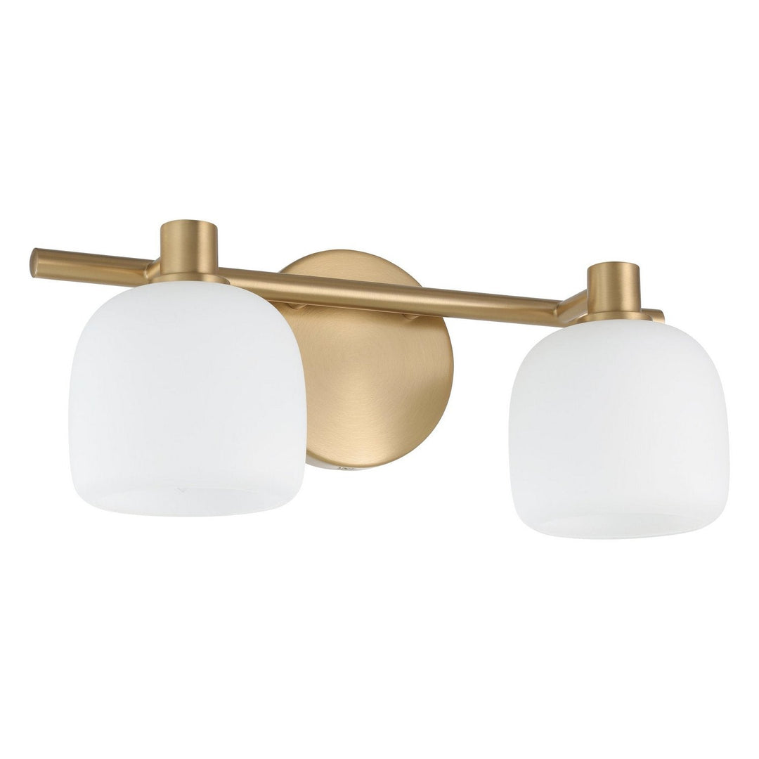 Valentina Two Light Vanity in Champagne Gold, Etched Opal Thesis Canada