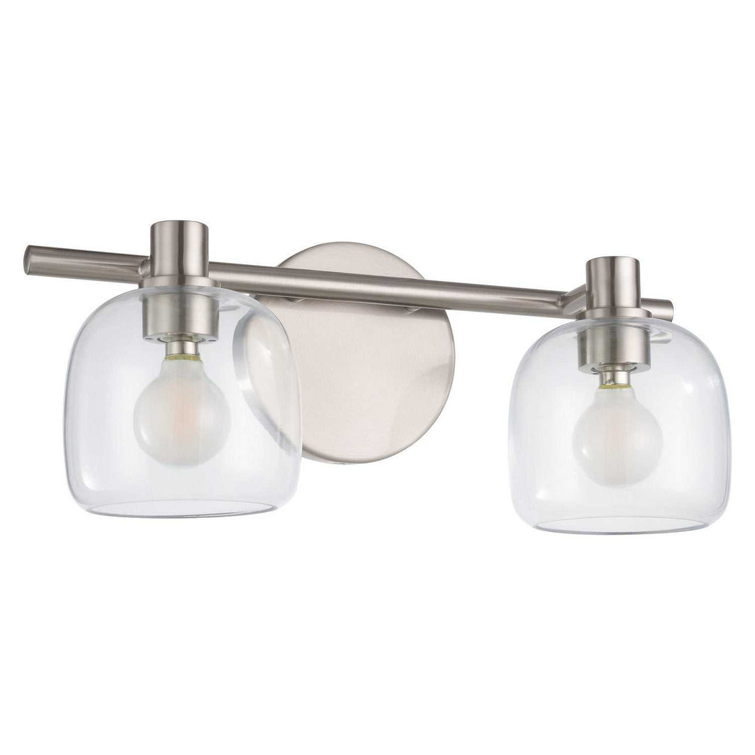 Valentina Two Light Vanity in Brushed Nickel, Clear Thesis Canada
