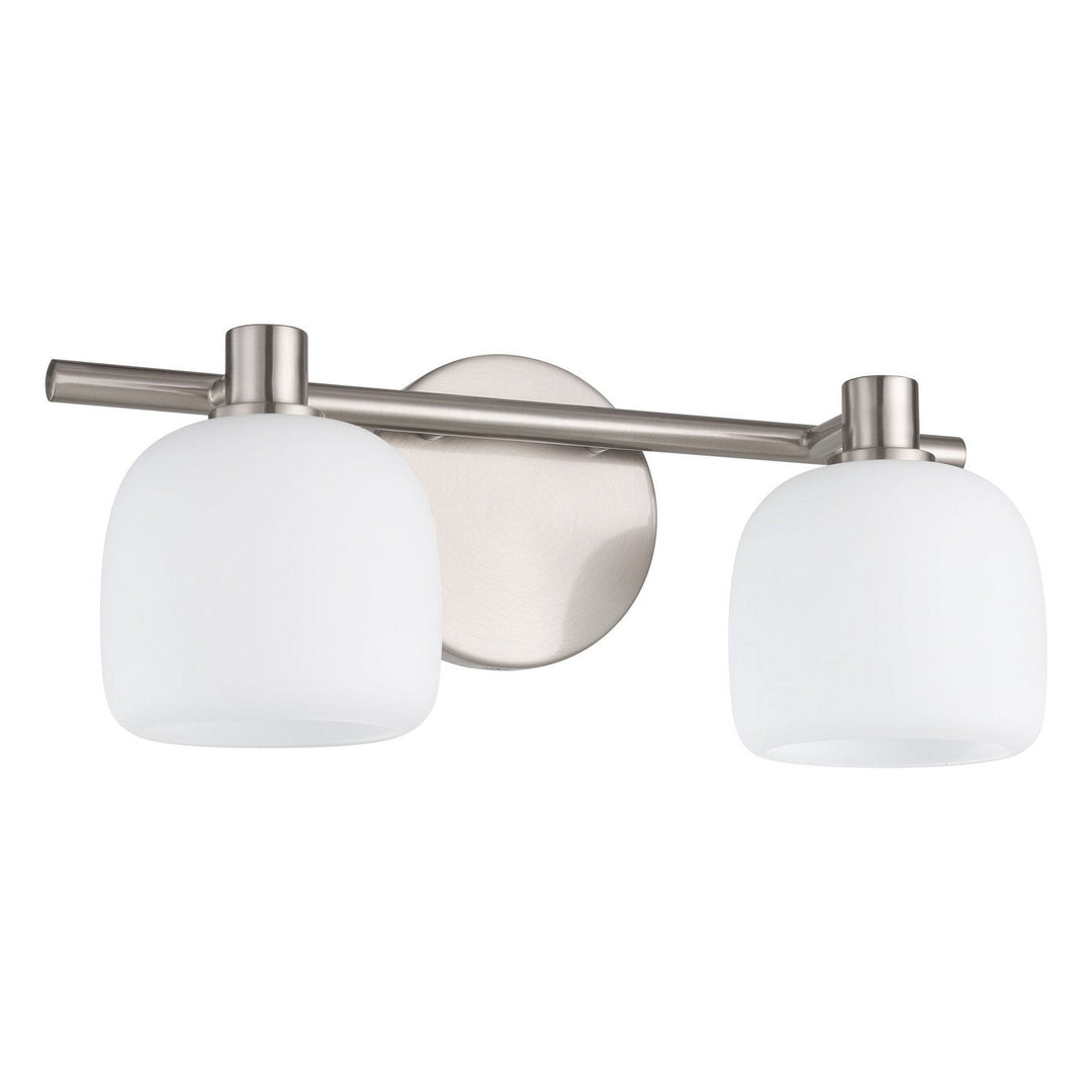 Valentina Two Light Vanity in Brushed Nickel, Etched Opal Thesis Canada