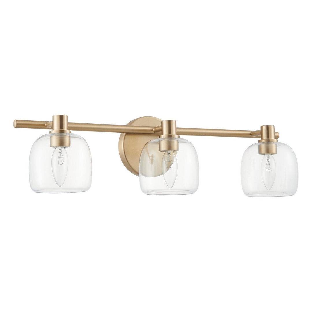 Valentina Three Light Vanity in Champagne Gold, Clear Thesis Canada