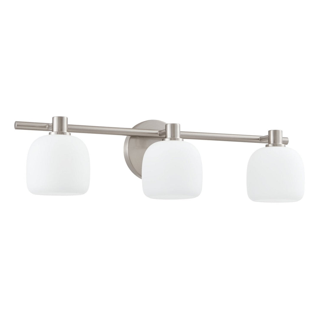 Valentina Three Light Vanity in Brushed Nickel, Etched Opal Thesis Canada