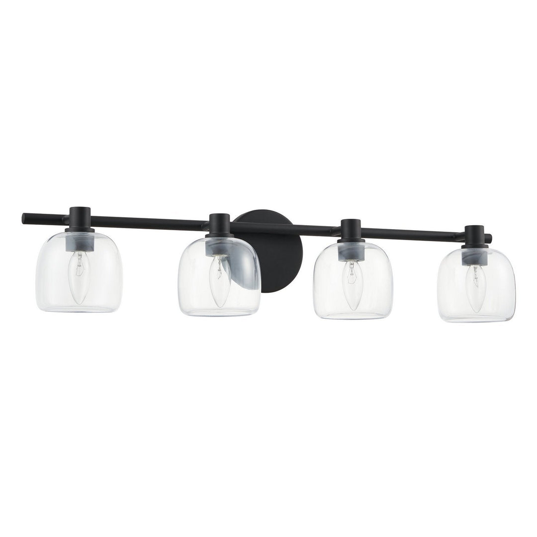 Valentina Four Light Vanity in Matte Black, Clear Thesis Canada
