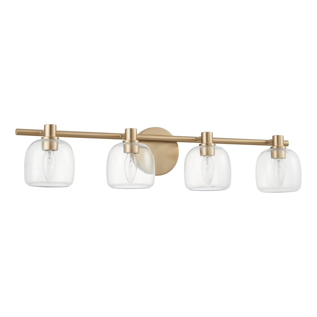 Valentina Four Light Vanity in Champagne Gold, Clear Thesis Canada
