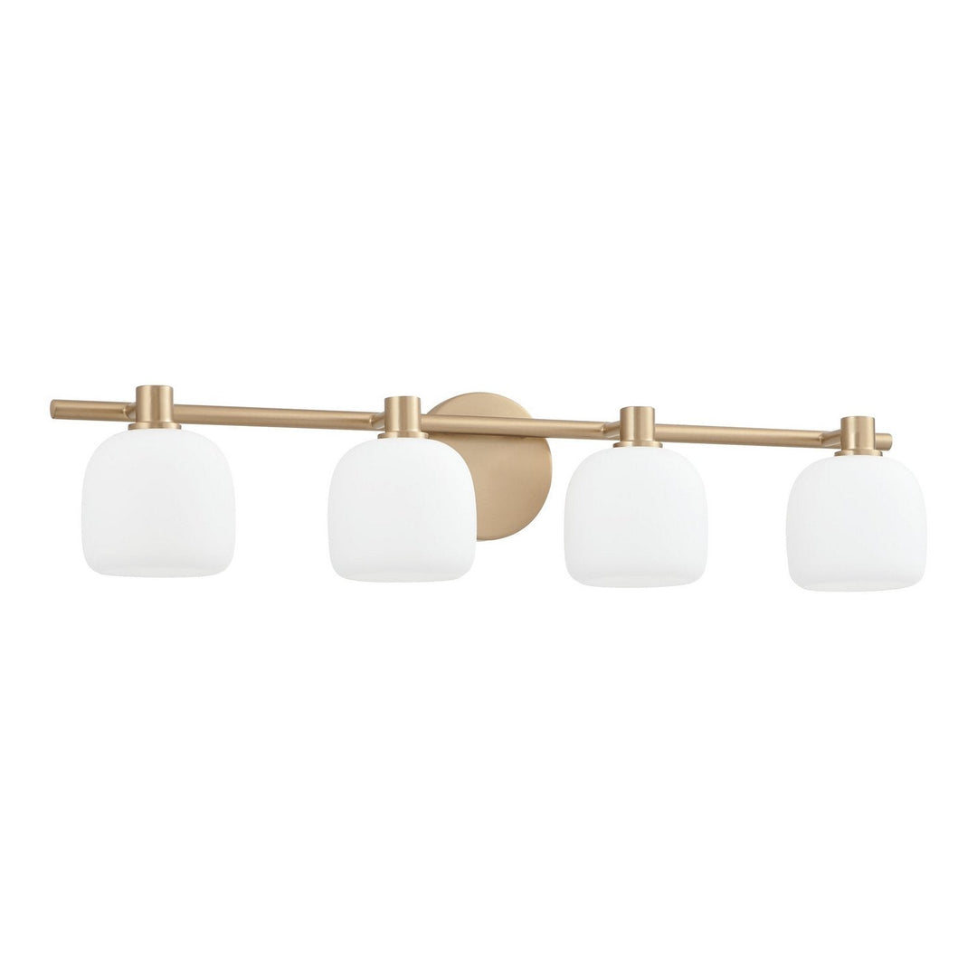 Valentina Four Light Vanity in Champagne Gold, Etched Opal Thesis Canada
