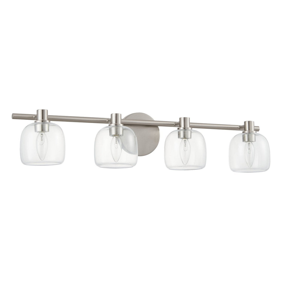 Valentina Four Light Vanity in Brushed Nickel, Clear Thesis Canada