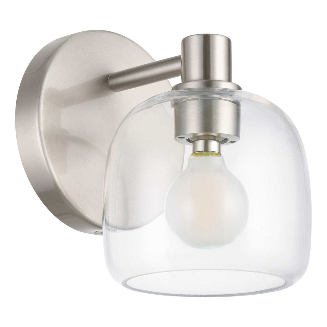 Valentina One Light Wall Sconce in Brushed Nickel, Clear Thesis Canada