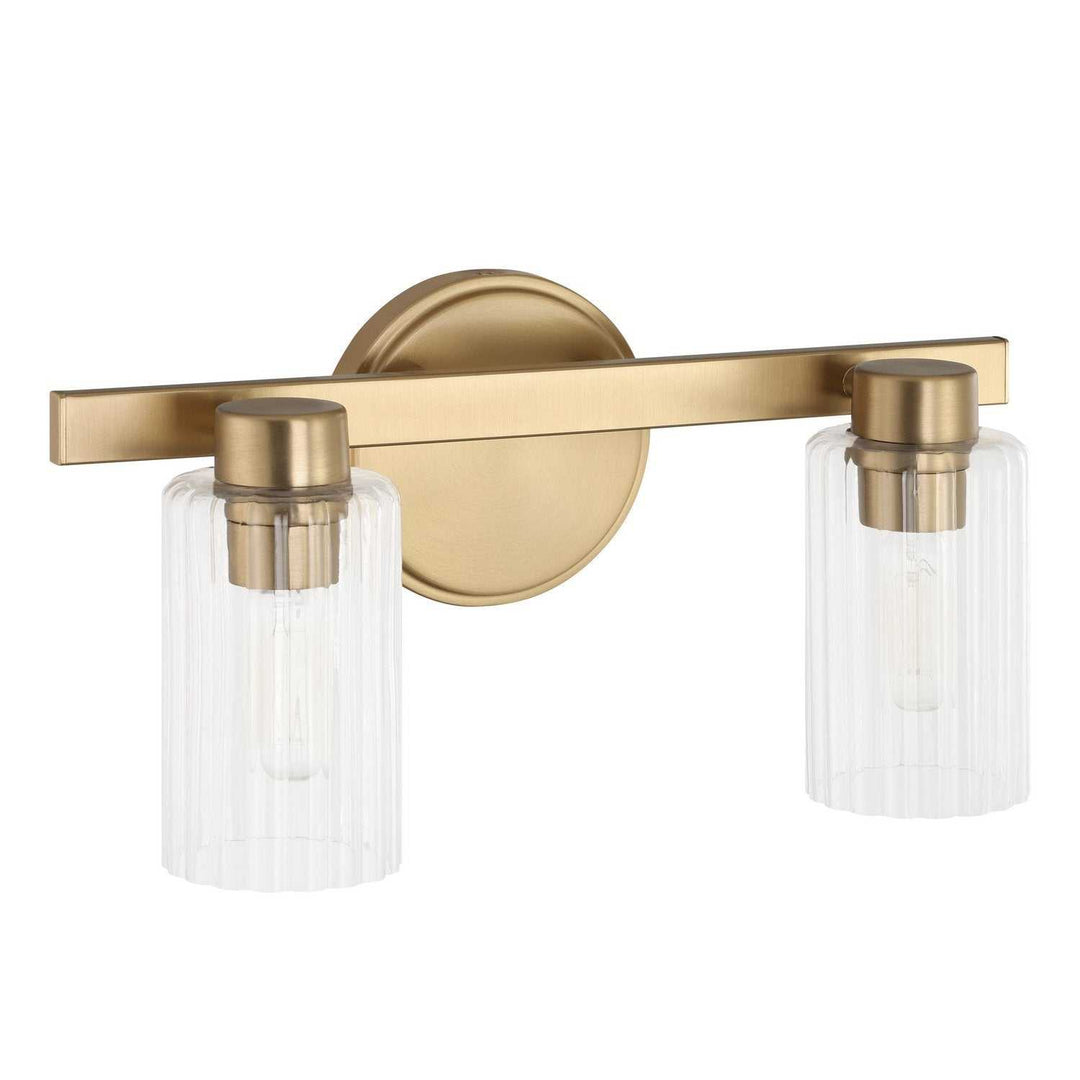 Bedminster Two Light Vanity in Champagne Gold, Clear Ribbed Thesis Canada