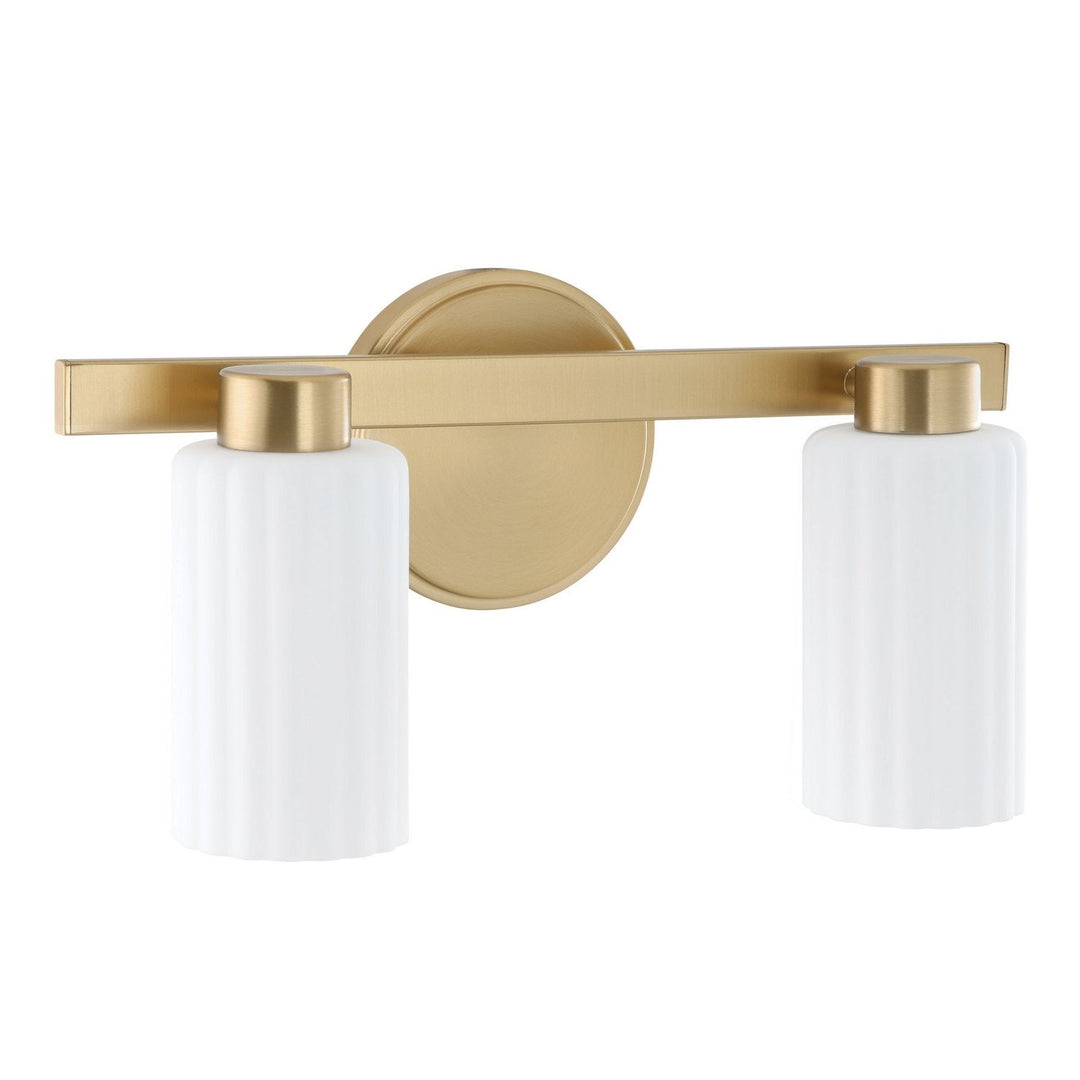 Bedminster Two Light Vanity in Champagne Gold, Opal Ribbed Thesis Canada