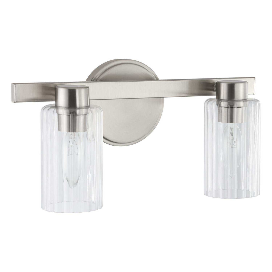 Bedminster Two Light Vanity in Brushed Nickel, Clear Ribbed Thesis Canada