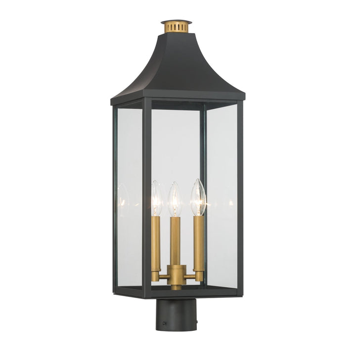Hurstborne Three Light Outdoor Post Lantern in Dark Matte Black Minka-Lavery