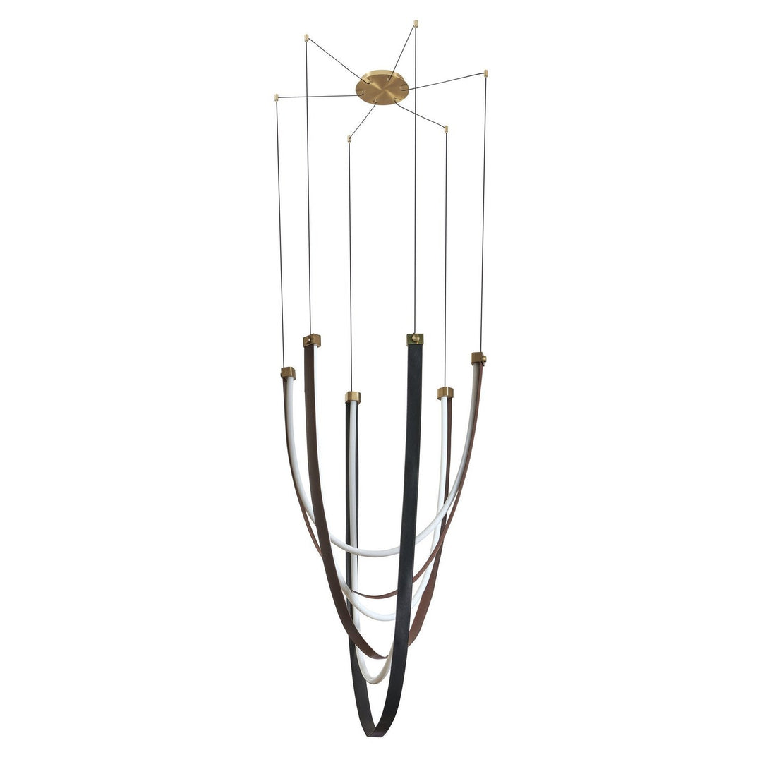 Ayers LED Chandelier in Champagne Bronze w/Black/Brown Leather Thesis Canada