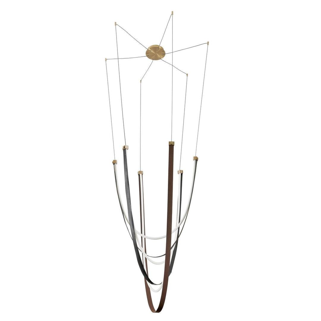 Ayers LED Chandelier in Champagne Bronze w/Black/Brown Leather Thesis Canada