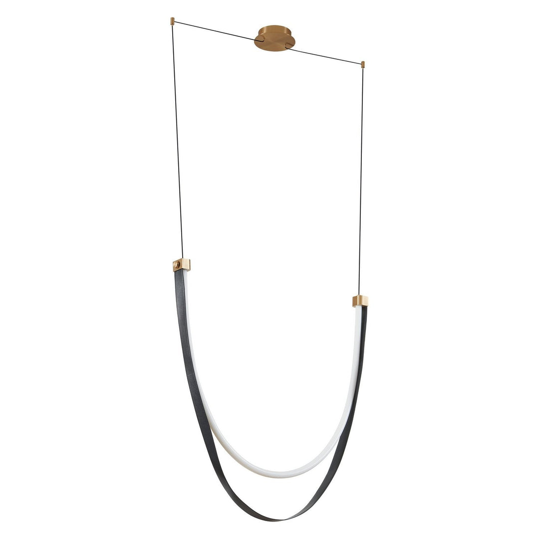 Ayers LED Linear Chandelier in Champagne Bronze w/Black/Brown Leather Thesis Canada