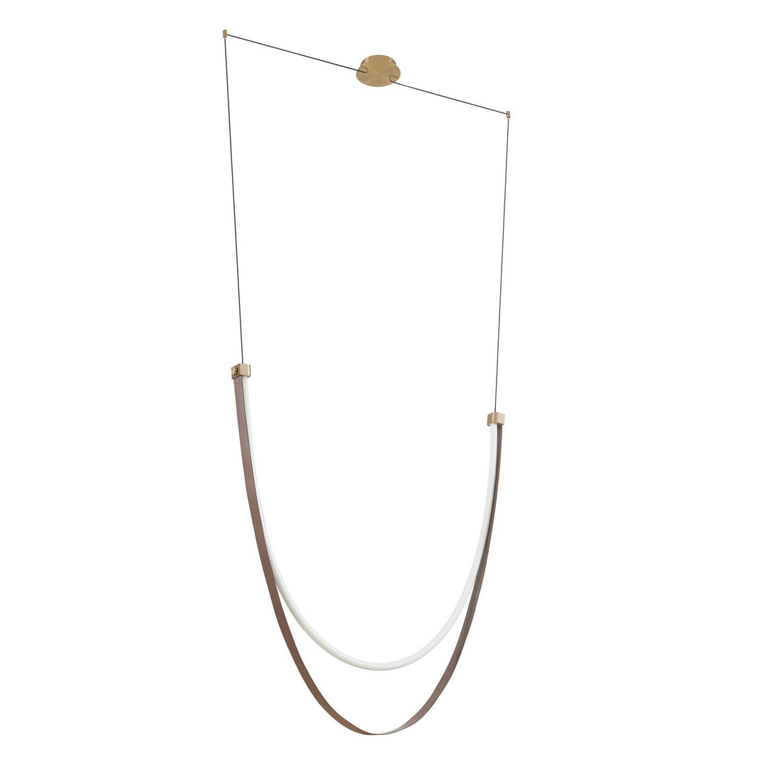 Ayers LED Linear Chandelier in Champagne Bronze w/Black/Brown Leather Thesis Canada