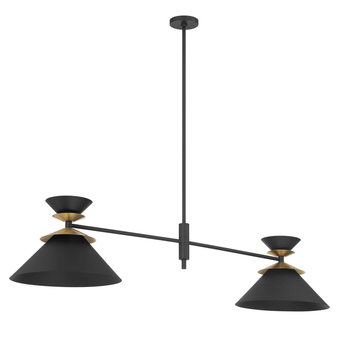 Tremolo Four Light Linear Pendant in Textured Black, Champagne Gold Thesis Canada