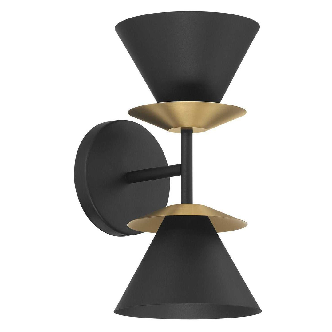 Tremolo LED Wall Sconce in Textured Black, Champagne Gold Thesis Canada