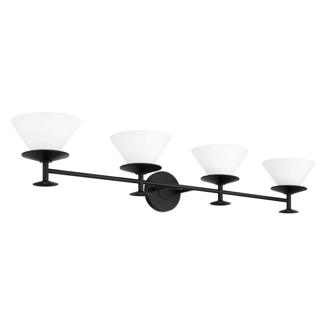 Tremolo Four Light Vanity in Matte Black, Champagne Gold Thesis Canada