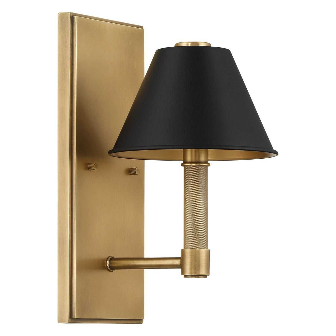Mcgill One Light Wall Sconce in Natural Brass, Matte Black Thesis Canada