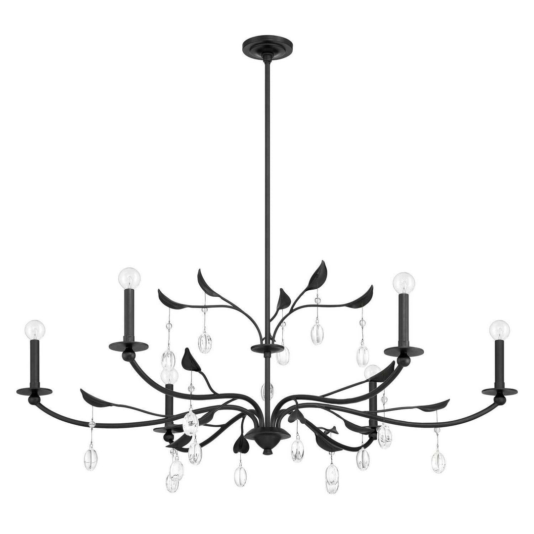 Presley Six Light Chandelier in Textured Black, Clear Thesis Canada