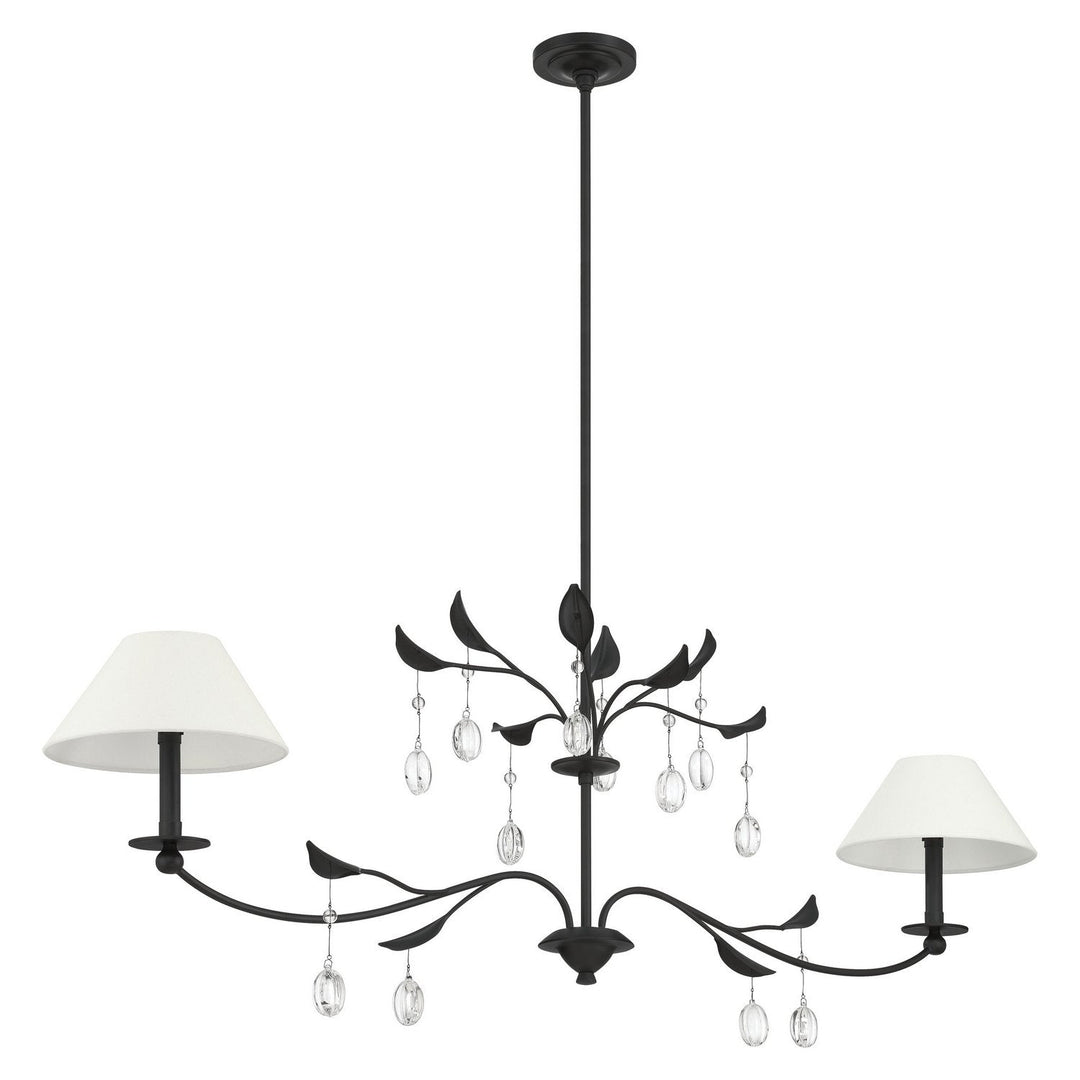 Presley Two Light Linear Chandelier in Textured Black, Clear Thesis Canada