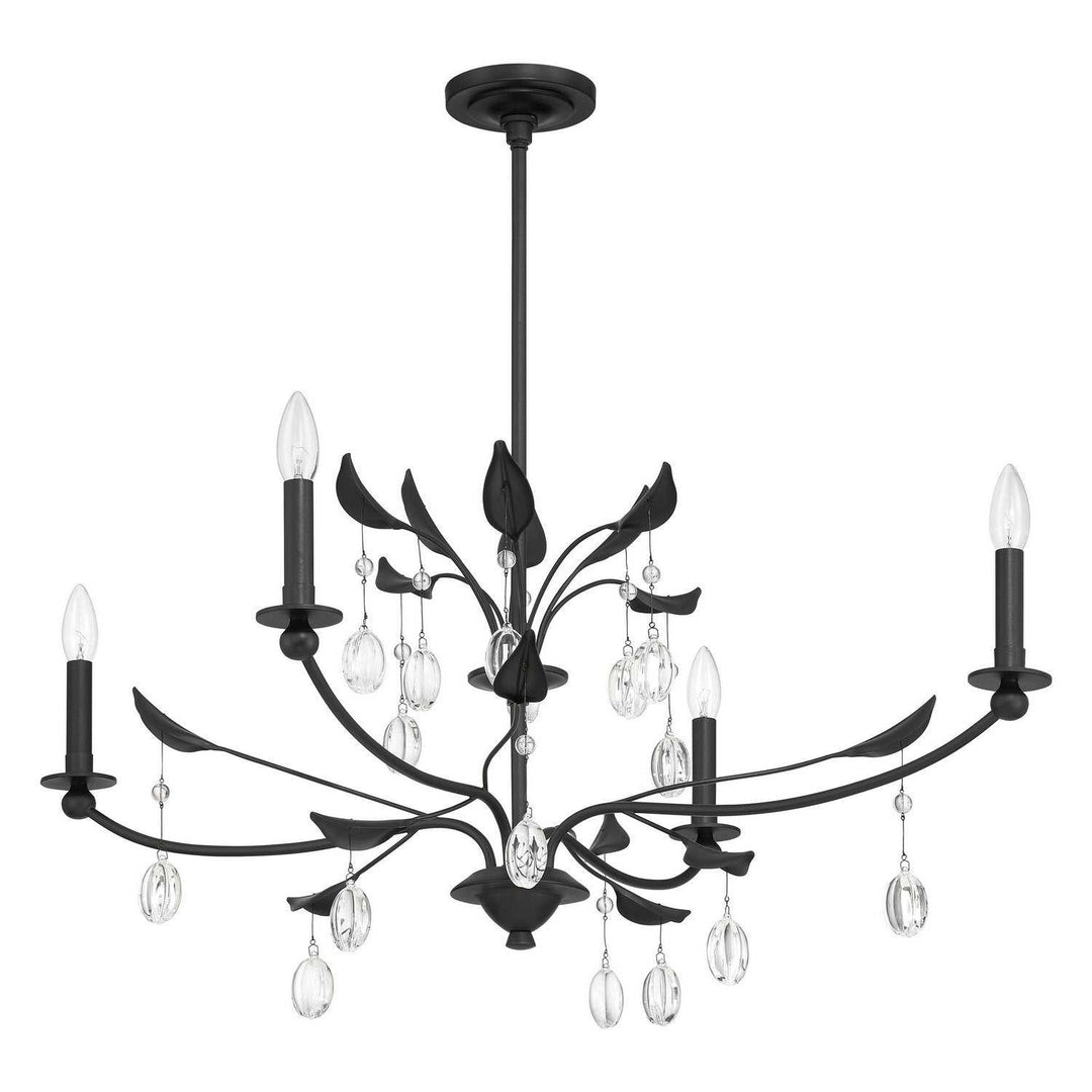 Presley Four Light Chandelier in Textured Black, Clear Thesis Canada