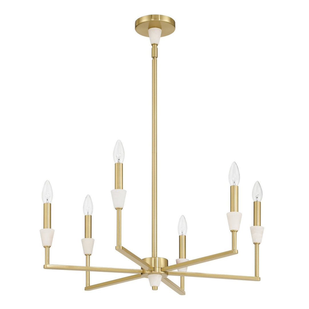 Montclair Six Light Chandelier in Brushed Gold, White Thesis Canada
