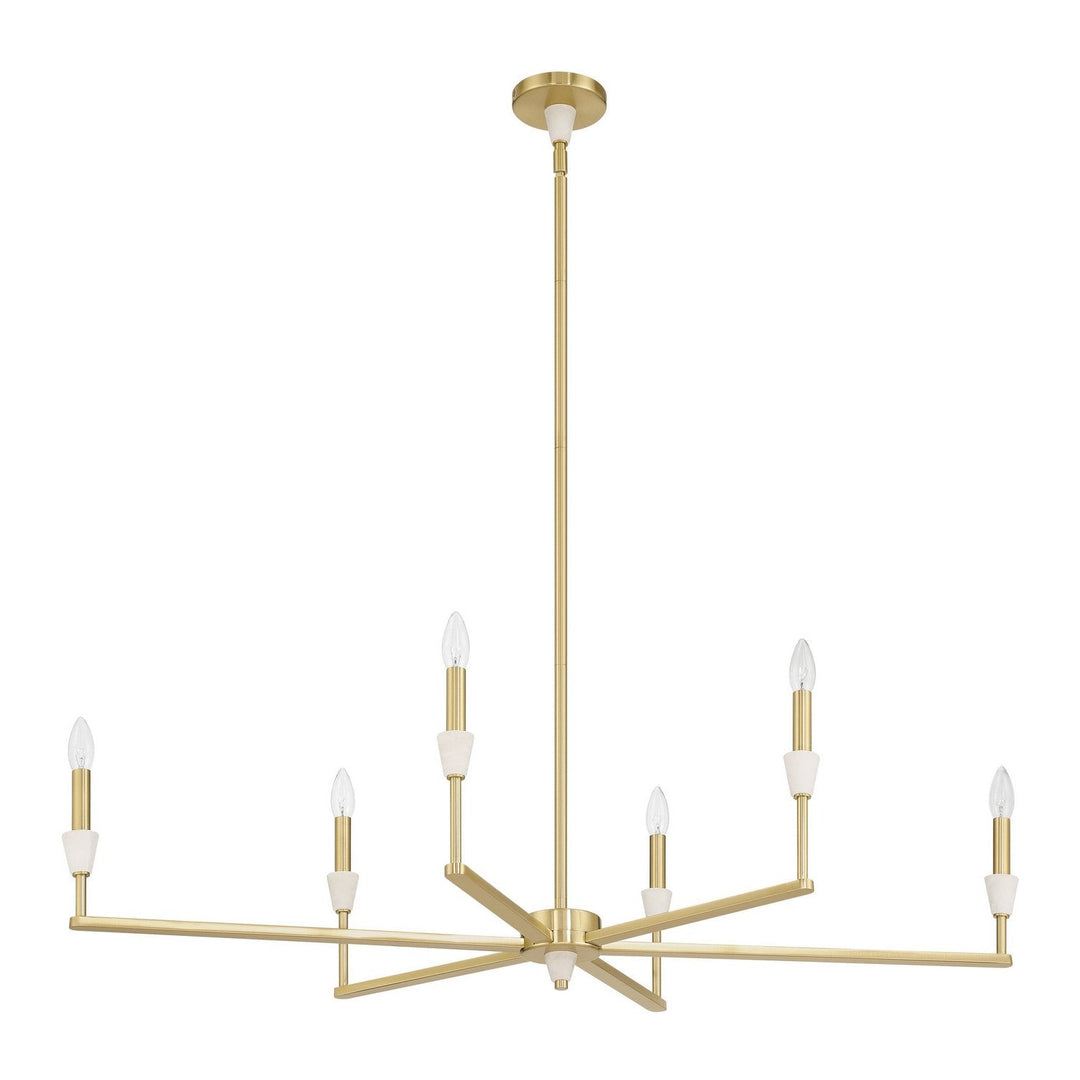 Montclair Six Light Linear Chandelier in Brushed Gold, White Thesis Canada