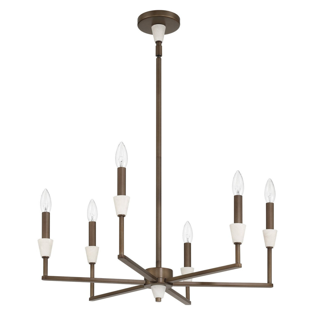 Montclair Six Light Chandelier in Forged Bronze, White Thesis Canada