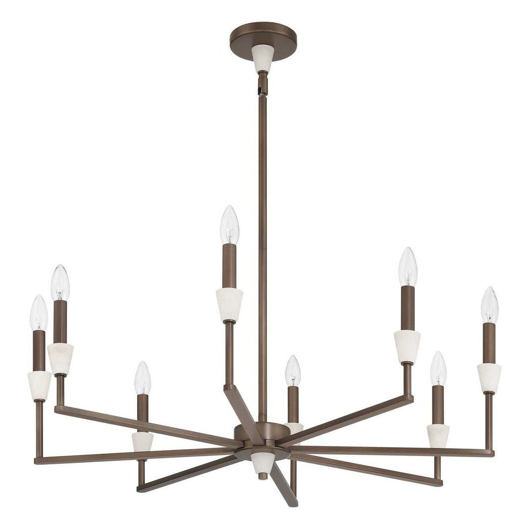 Montclair Eight Light Chandelier in Forged Bronze, White Thesis Canada