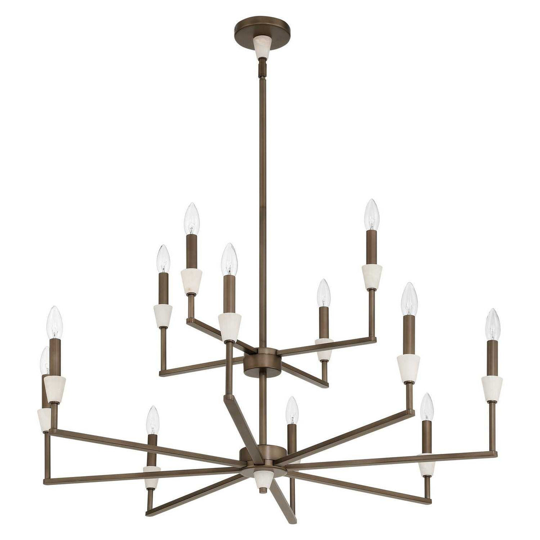 Montclair 12 Light Chandelier in Forged Bronze, White Thesis Canada
