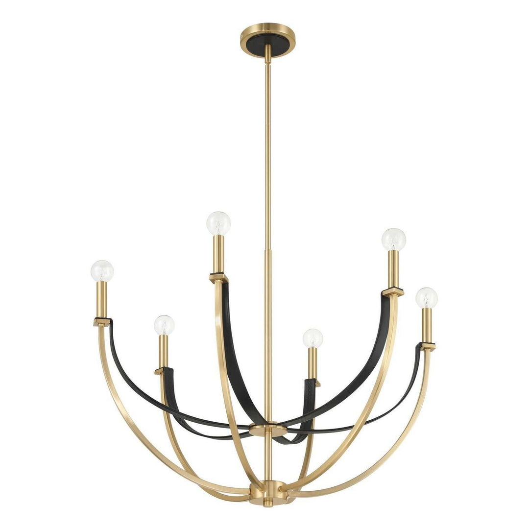 Sussex Six Light Chandelier in Champagne Gold, Black Thesis Canada