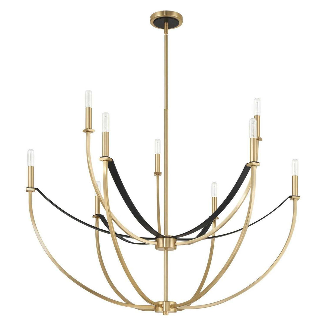 Sussex Nine Light Chandelier in Champagne Gold, Black Thesis Canada