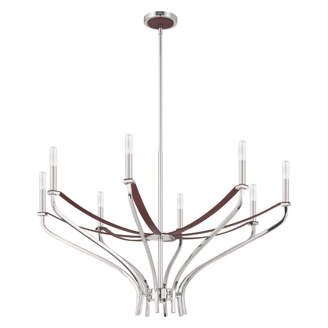 Sussex Eight Light Chandelier in Polished Nickel, Dark Brown Thesis Canada